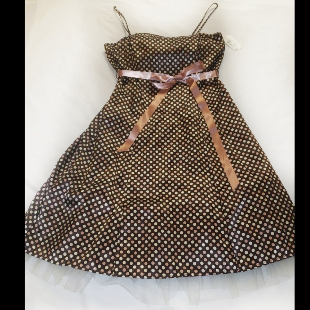 Windsor Brown Satin Dress with Tulle Petie Coat